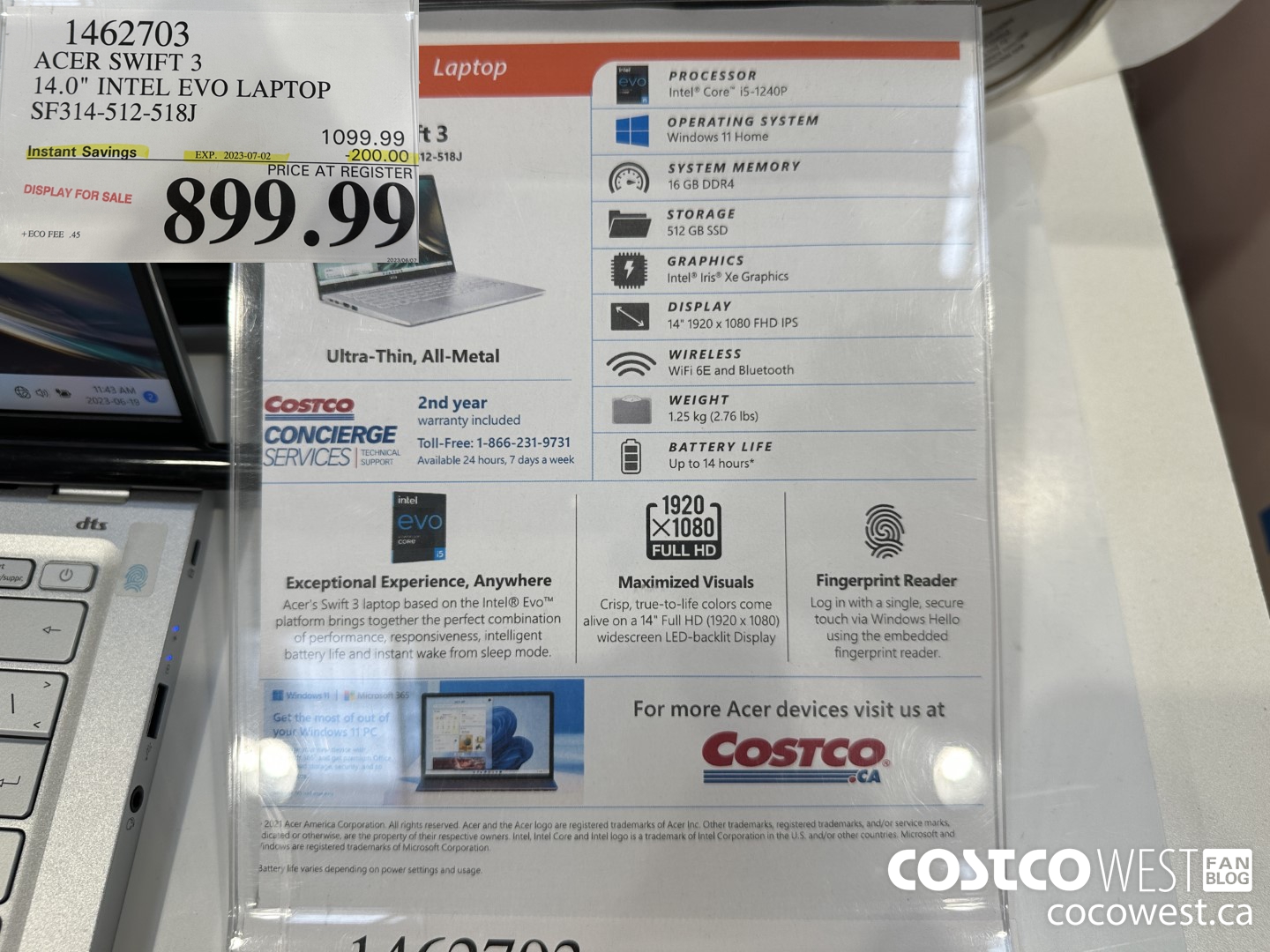 1462703 ACER SWIFT 3 14.0