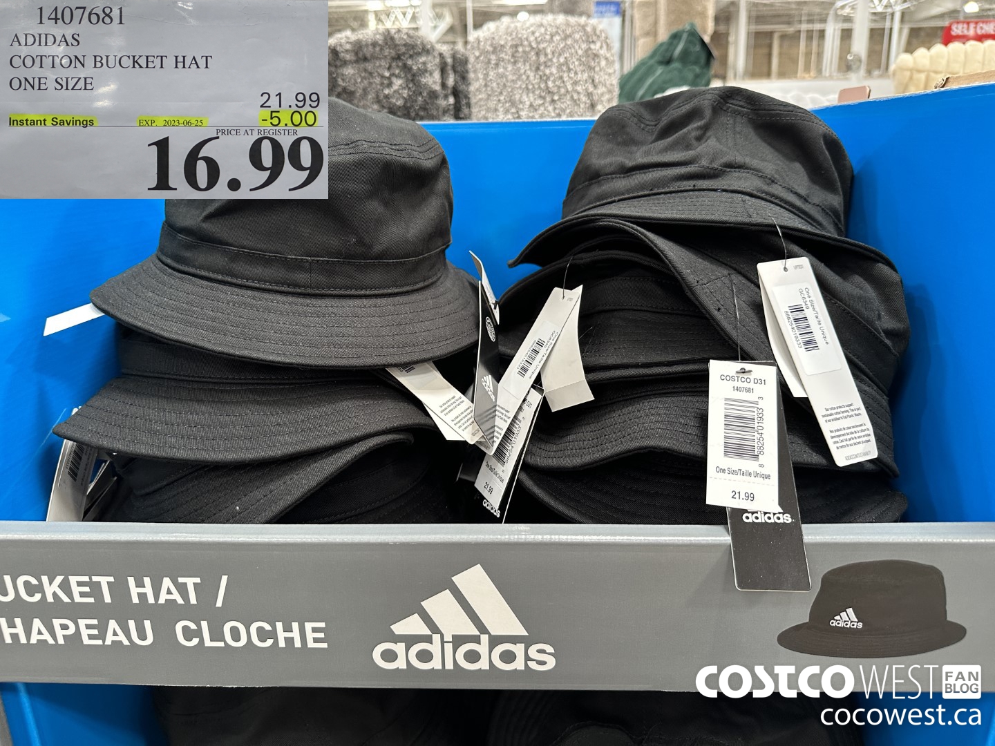 1407681 ADIDAS COTTON BUCKET HAT ONE SIZE ($5.00 INSTANT SAVINGS EXPIRES ON 2023-06-25) $16.99