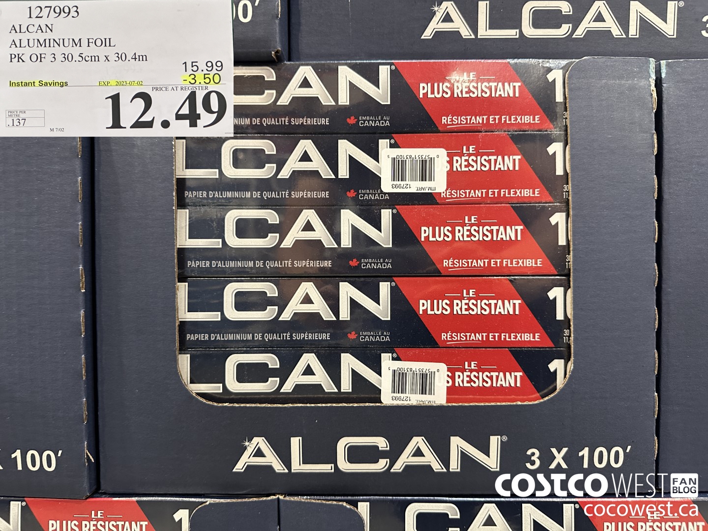 127993 ALCAN ALUMINUM FOIL PK OF 3 30.5cm x 30.4m ($3.50 INSTANT SAVINGS EXPIRES ON 2023-07-02) $12.49