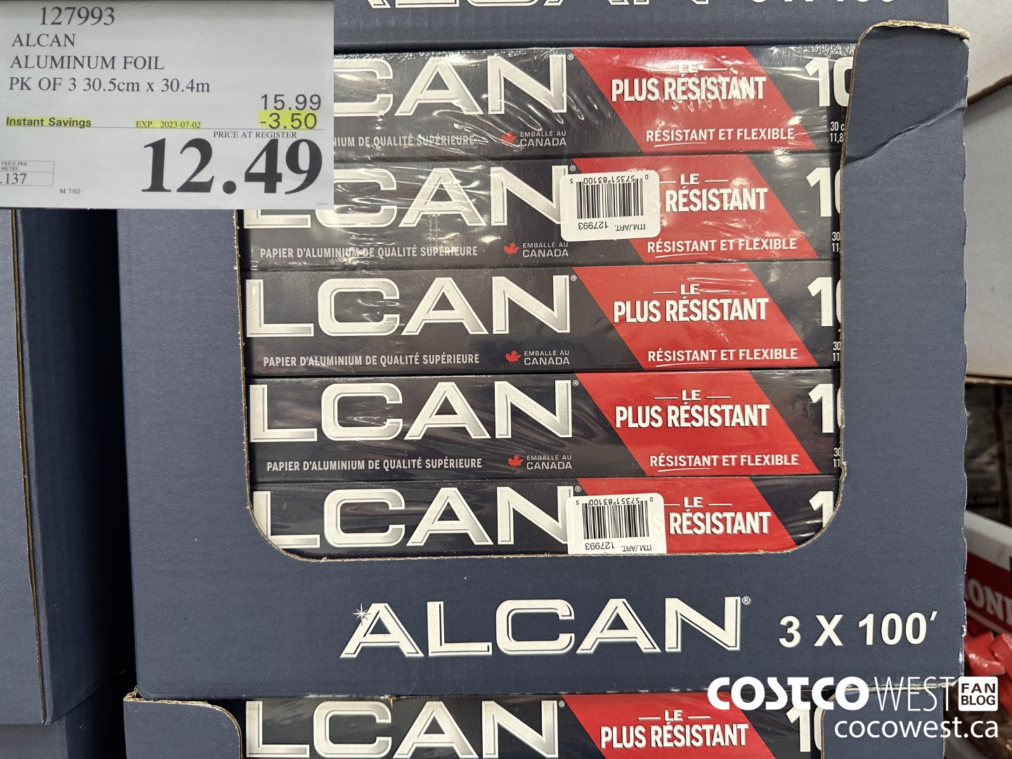 127993 ALCAN ALUMINUM FOIL PK OF 3 30.5cm x 30.4m ($3.50 INSTANT SAVINGS EXPIRES ON 2023-07-02) $12.49