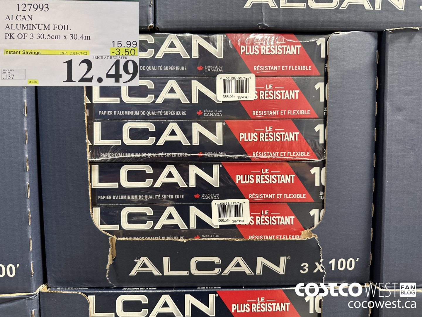 127993 ALCAN ALUMINUM FOIL PK OF 3 30.5cm x 30.4m ($3.50 INSTANT SAVINGS EXPIRES ON 2023-07-02) $12.49