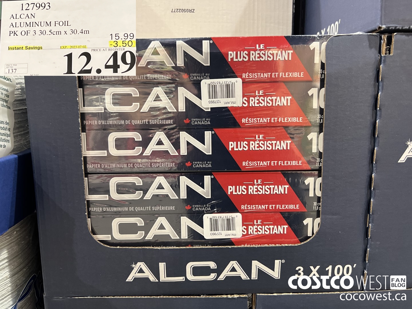 127993 ALCAN ALUMINUM FOIL PK OF 3 30.5cm x 30.4m ($3.50 INSTANT SAVINGS EXPIRES ON 2023-07-02) $12.49