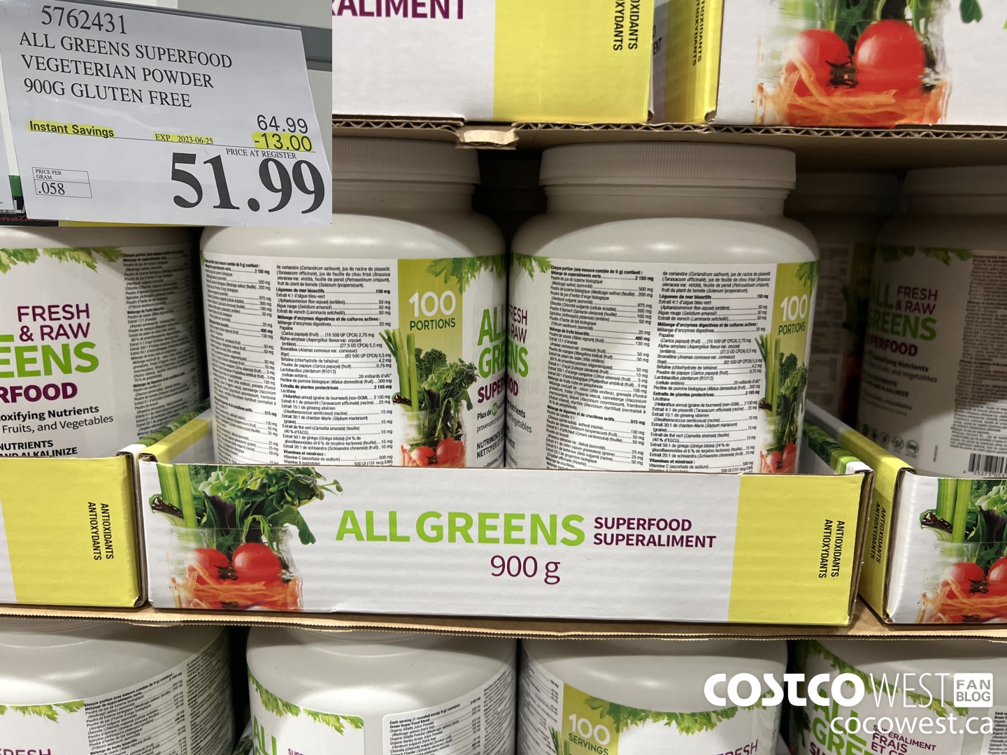 576243 ALL GREENS SUPERFOOD VEGETARIAN POWDER 900G GLUTEN FREE ($13.00 INSTANT SAVINGS EXPIRES ON 2023-06-25) $51.99