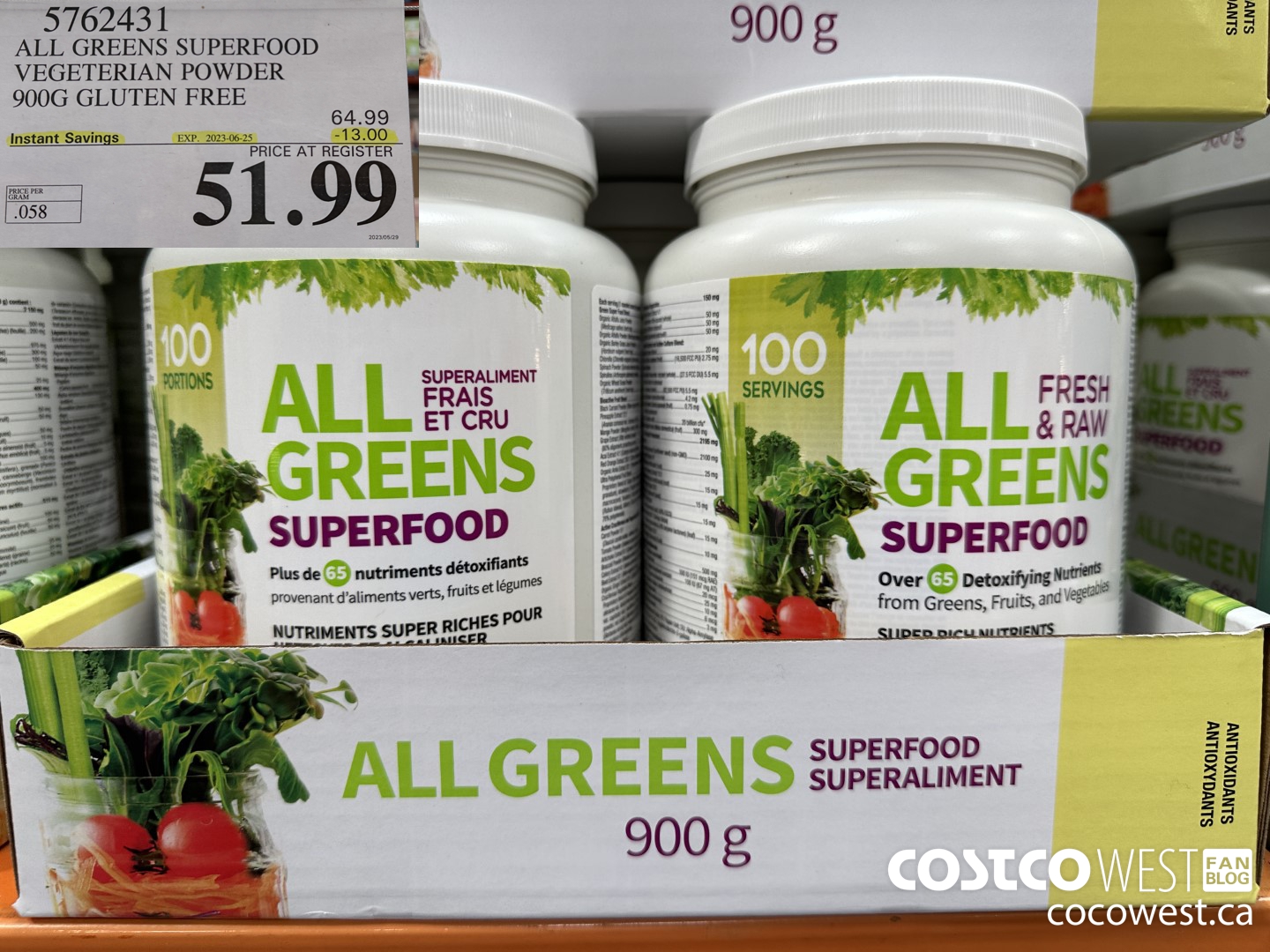 5762431 ALL GREENS SUPERFOOD VEGETERIAN POWDER 900G GLUTEN FREE ($13.00 INSTANT SAVINGS EXPIRES ON 2023-06-25) $51.99