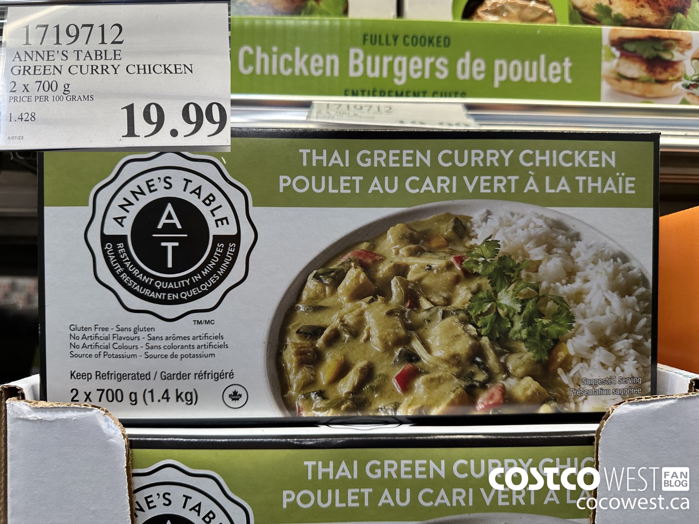 1719712 ANNE'S TABLE GREEN CURRY CHICKEN 2 X 700G $19.99