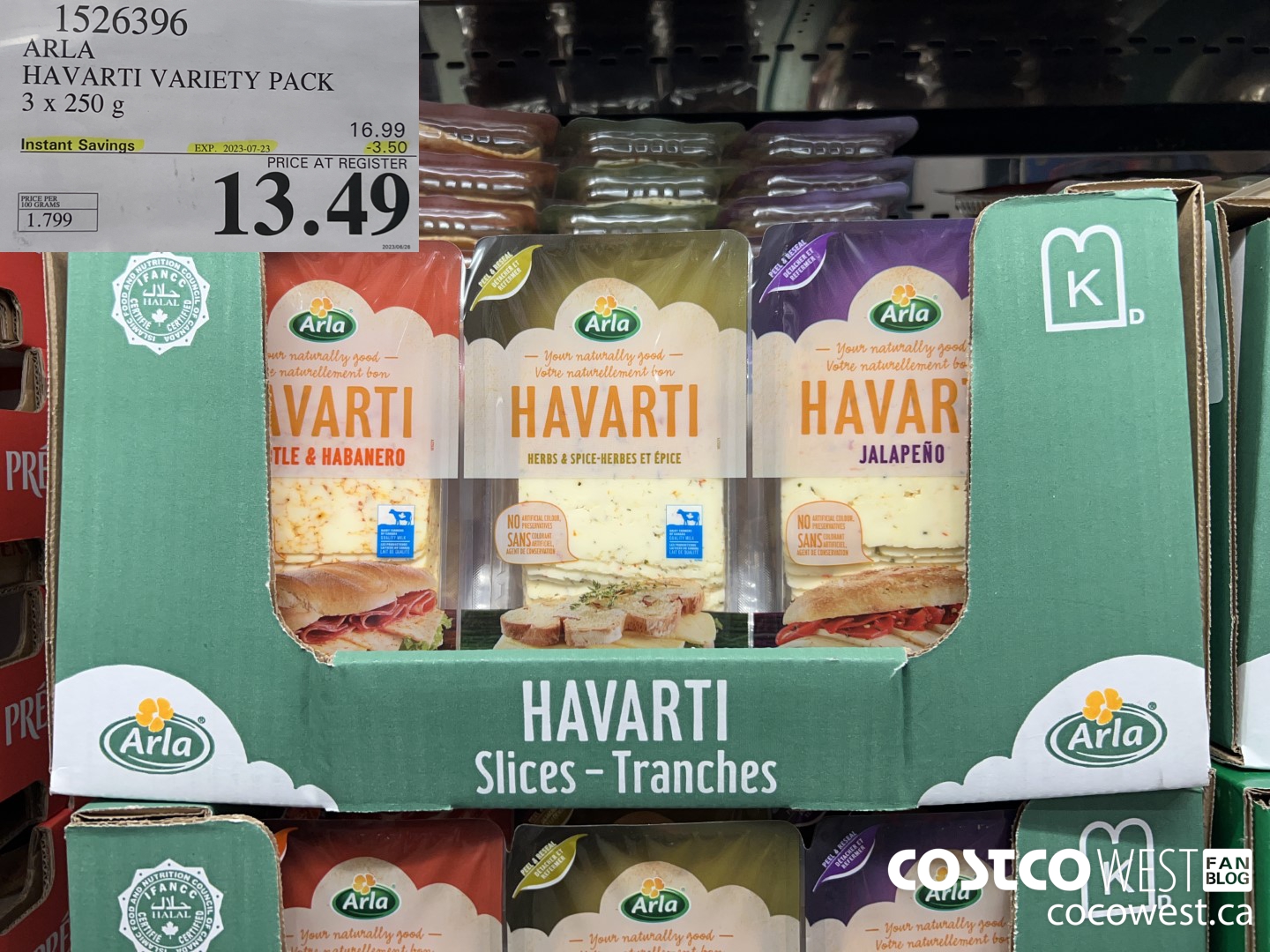 1526396 ARLA HAVARTI VARIETY PACK 3 X 250 G ($3.50 INSTANT SAVINGS EXPIRES ON 2023-07-23) $13.49