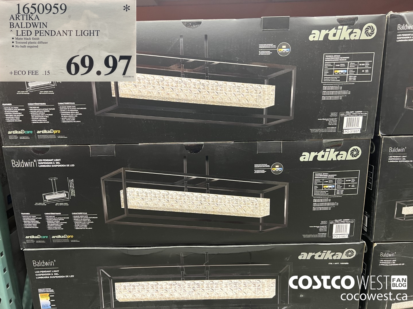 1650959 ARTIKA BALDWIN LED PENDANT LIGHT $69.97