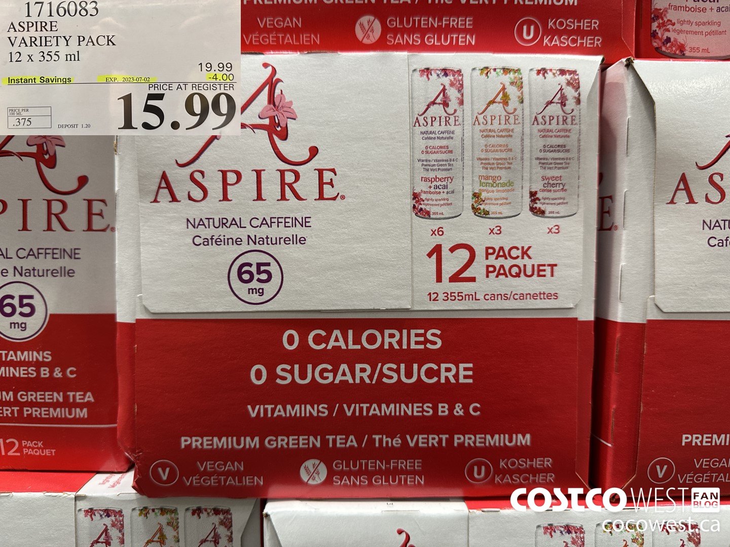 1716083 ASPIRE VARIETY PACK 12 X 355 ML ($4.00 INSTANT SAVINGS EXPIRES ON 2023-07-02) $15.99