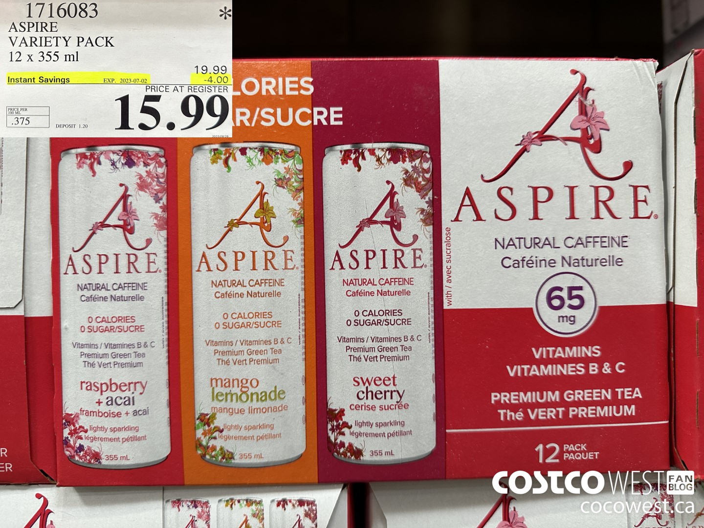 1716083 ASPIRE VARIETY PACK 12 X 355 ML ($4.00 INSTANT SAVINGS EXPIRES ON 2023-07-02) $15.99
