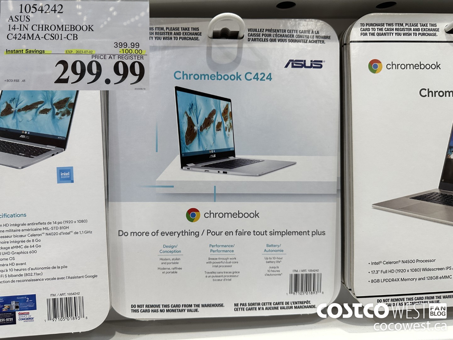 1054242 ASUS 14-IN CHROMEBOOK C424MA-CS01-CB ($100.00 INSTANT SAVINGS EXPIRES ON 2023-07-02) $299.99