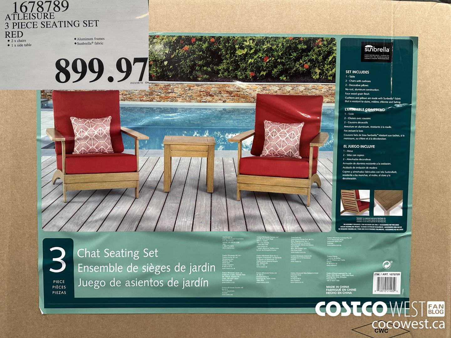 1678789 ATLEISURE 3 PIECE SEATING SET RED $899.97