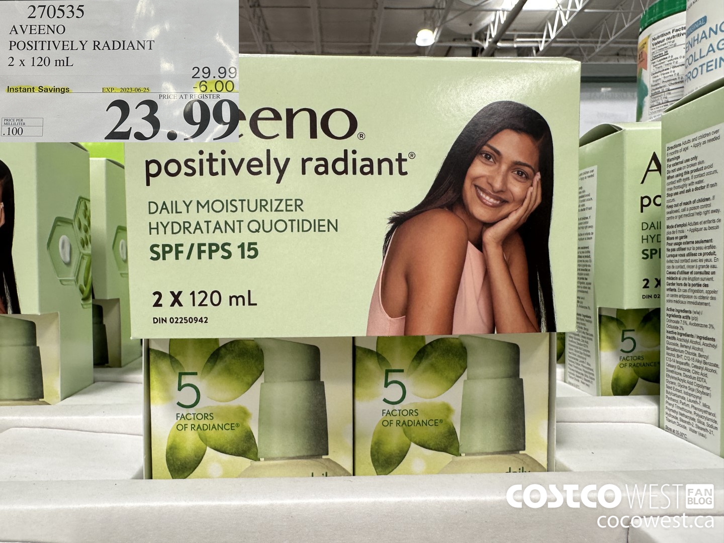 270535 AVEENO POSITIVELY RADIANT 2 X 120 ML ($6.00 INSTANT SAVINGS EXPIRES ON 2023-06-25) $23.99