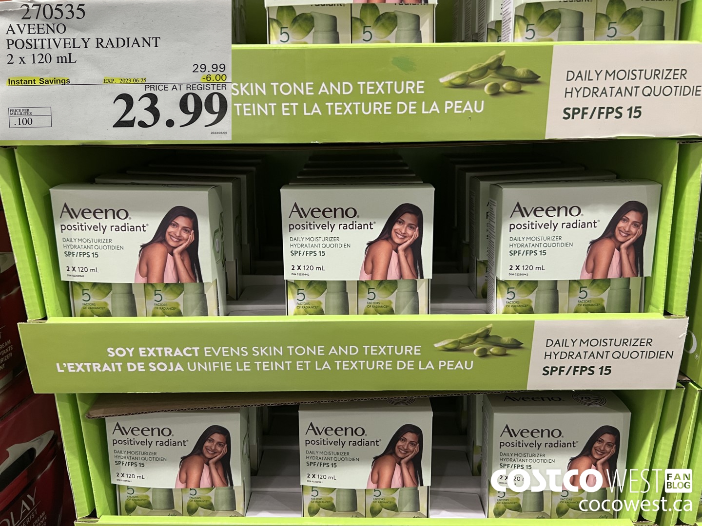 270535 AVEENO POSITIVELY RADIANT 2 X 120 ML ($6.00 INSTANT SAVINGS EXPIRES ON 2023-06-25) $23.99