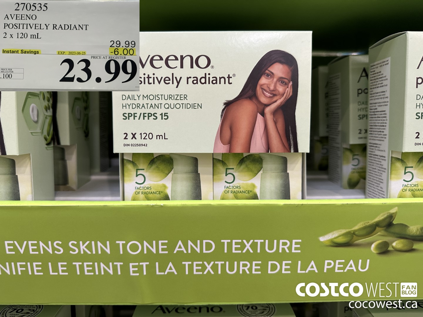 270535 AVEENO POSITIVELY RADIANT 2 X 120 ML ($6.00 INSTANT SAVINGS EXPIRES ON 2023-06-25) $23.99