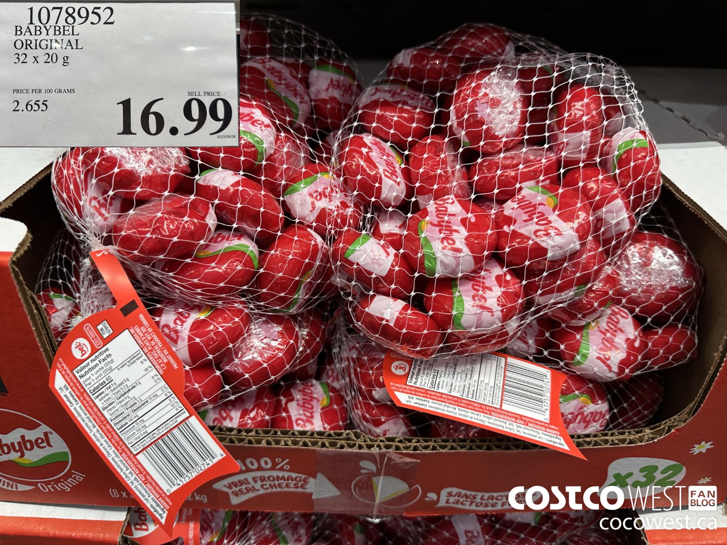 1078952 BABYBEL ORIGINAL 32 X 20G $16.99