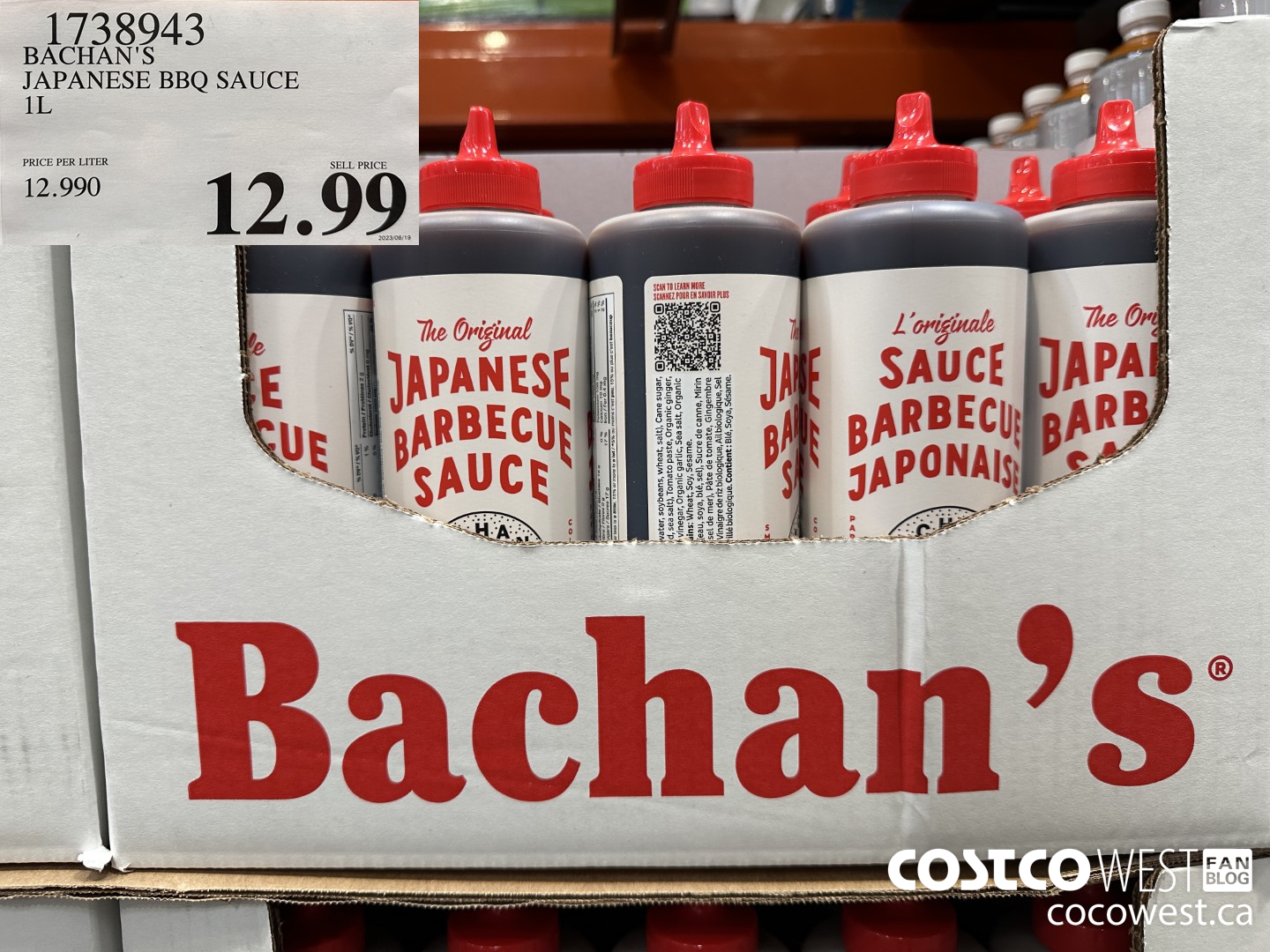 1738943 BACHAN'S JAPANESE BBQ SAUCE 1L $12.99