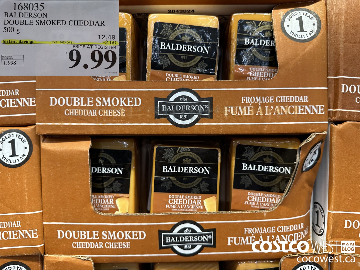168035 BALDERSON DOUBLE SMOKED CHEDDAR 500 g ($2.50 INSTANT SAVINGS EXPIRES ON 2023-06-11) $9.99