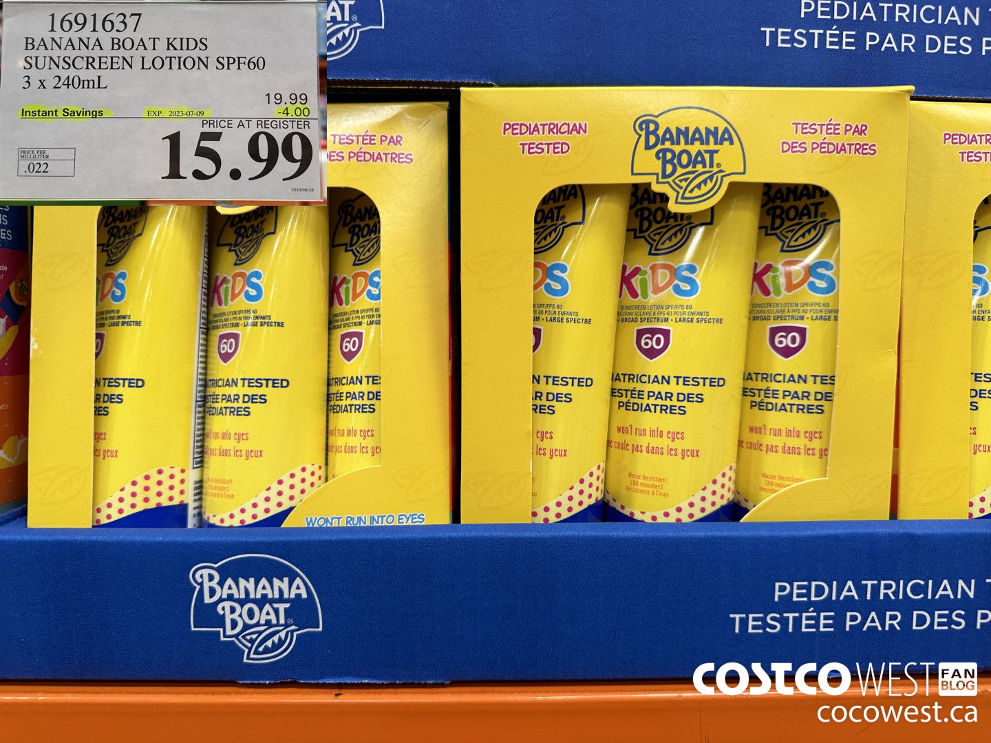 1691637 BANANA BOAT KIDS SUNSCREEN LOTION SPF60 3 x 240mL ($4.00 INSTANT SAVINGS EXPIRES ON 2023-07-09) $15.99