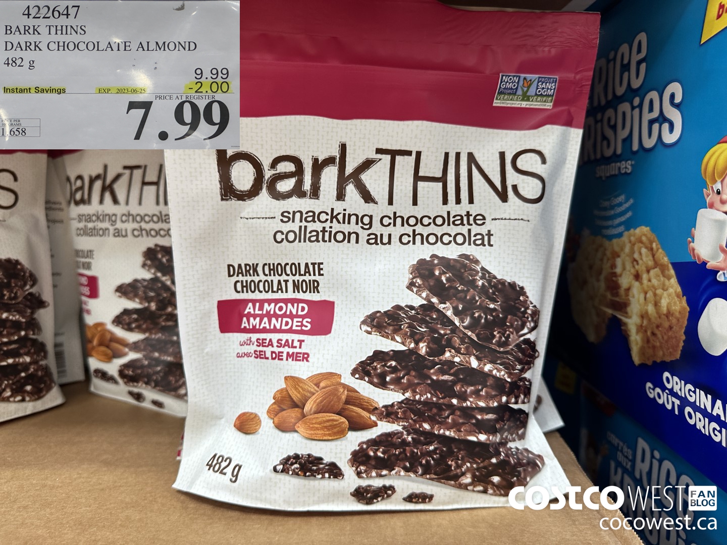 422647 BARK THINS DARK CHOCOLATE ALMOND 482 g ($2.00 INSTANT SAVINGS EXPIRES ON 2023-06-25) $7.99