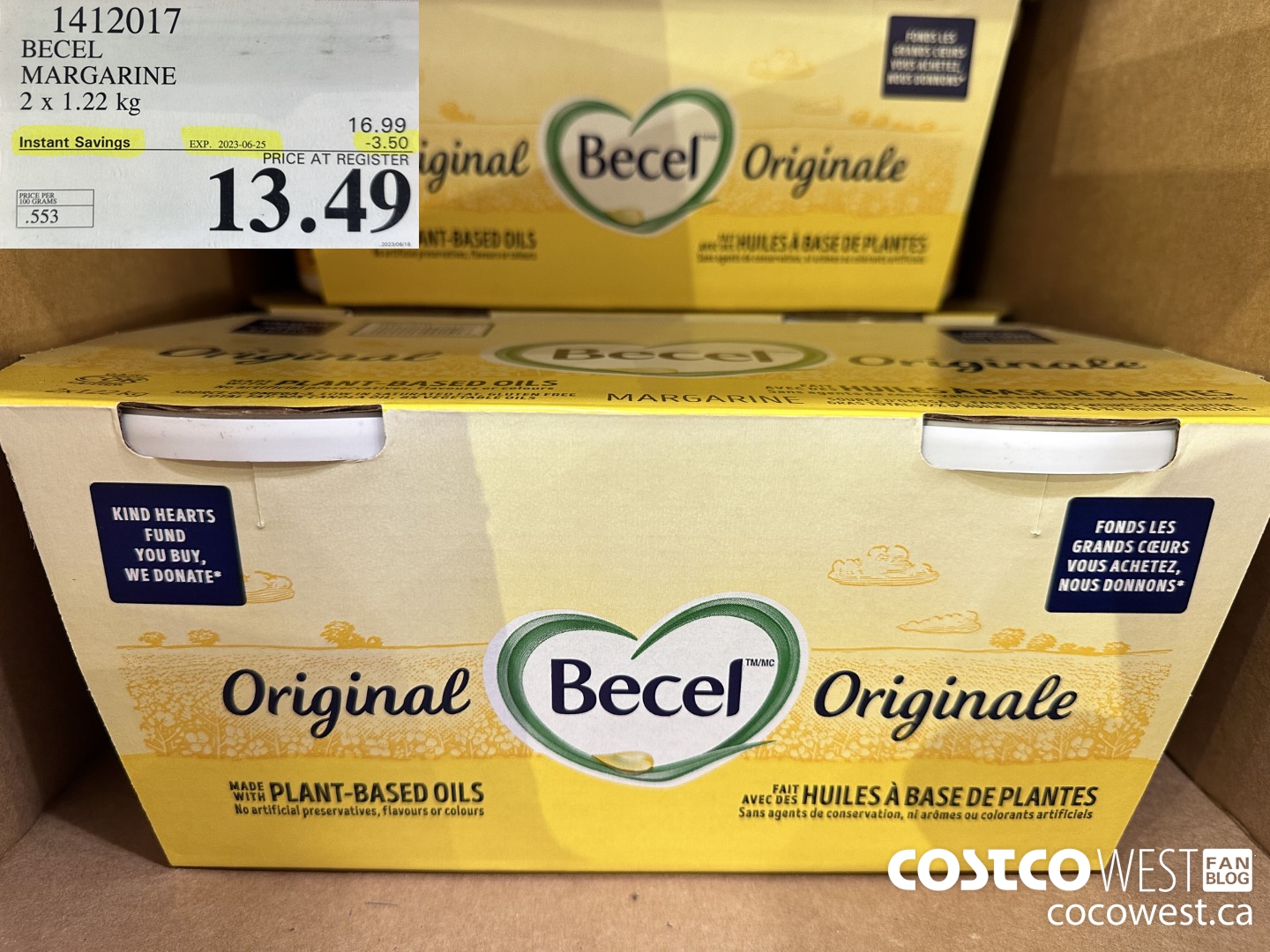 1412017 BECEL MARGARINE 2 x 1.22 kg ($3.50 INSTANT SAVINGS EXPIRES ON 2023-06-25) $13.49