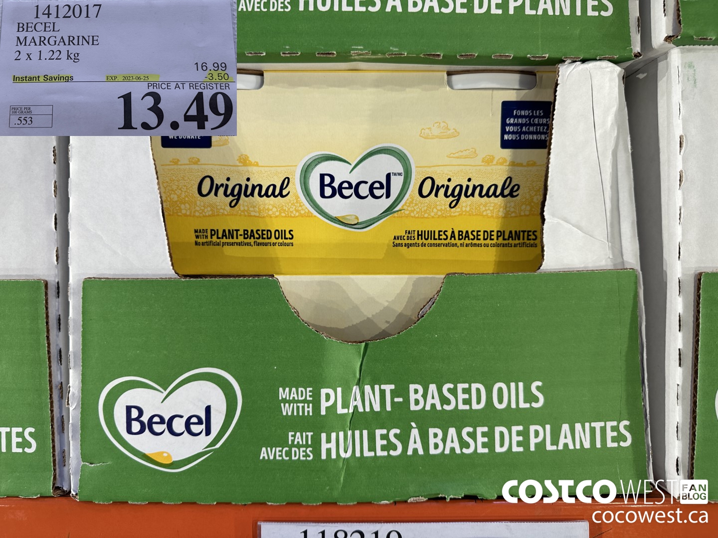 1412017 BECEL MARGARINE 2 x 1.22 kg ($3.50 INSTANT SAVINGS EXPIRES ON 2023-06-25) $13.49