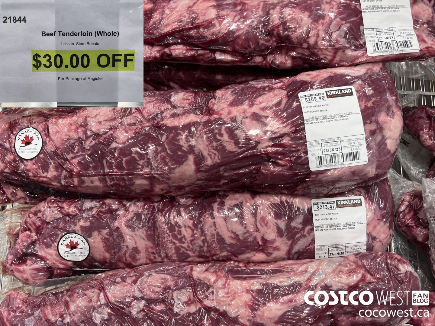21844 BEEF TENDERLOIN WHOLE ($30.00 INSTANT SAVINGS)