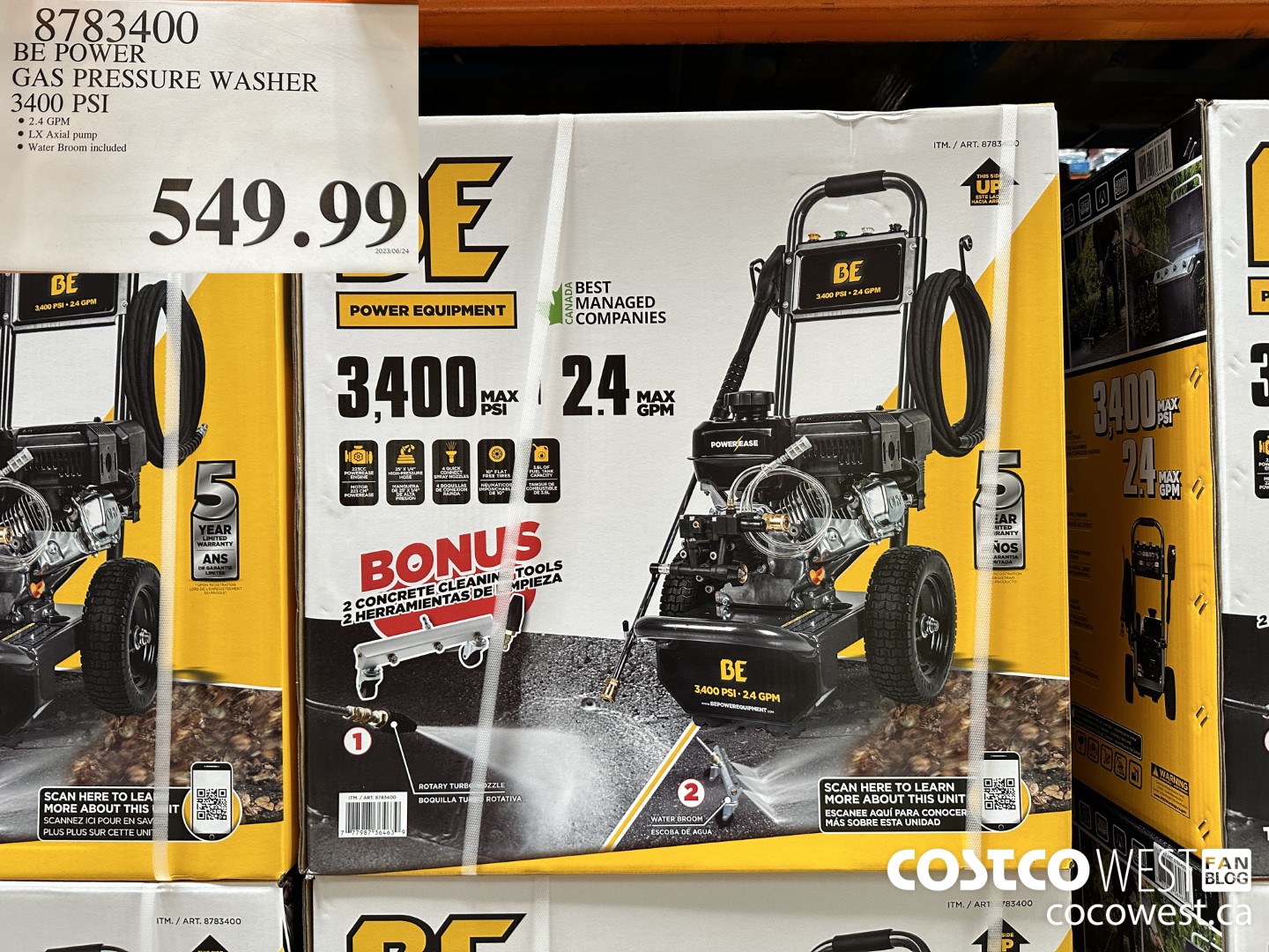 8783400 BE POWER PRESSURE WASHER 3400 PSI $549.99