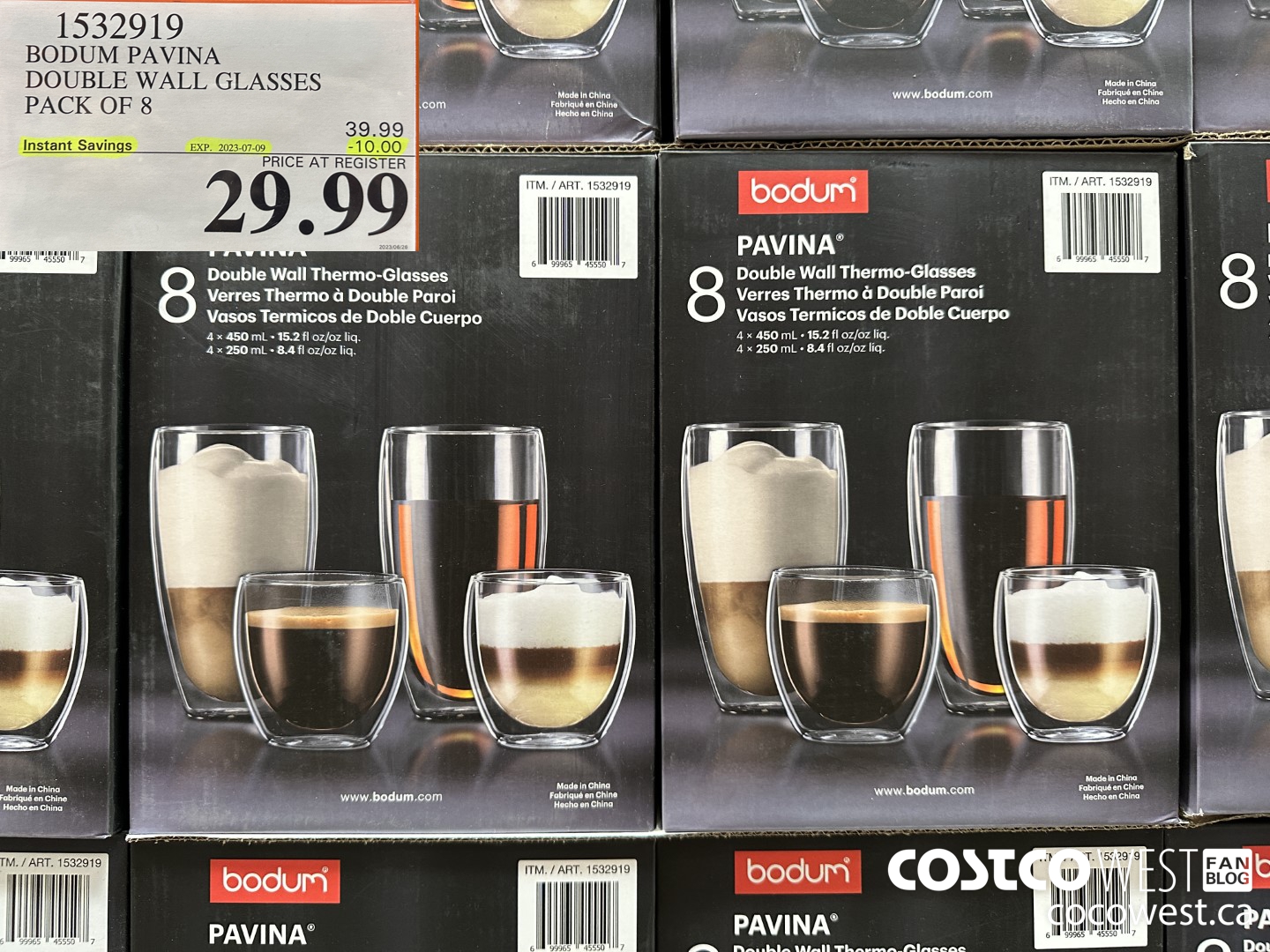 1532919 BODUM PAVINA DOUBLE WALL GLASSES, 8-PIECE SET  ($10.00 INSTANT SAVINGS EXPIRES ON 2023-07-09) $29.99