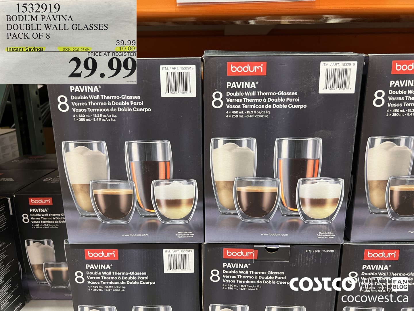 1532919 BODUM PAVINA DOUBLE WALL GLASSES, 8-PIECE SET  ($10.00 INSTANT SAVINGS EXPIRES ON 2023-07-09) $29.99