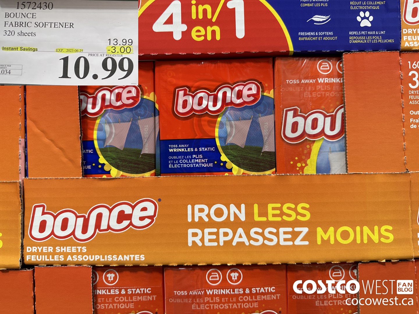 1572430 BOUNCE FABRIC SOFTENER 320 sheets ($3.00 INSTANT SAVINGS EXPIRES ON 2023-06-25) $10.99