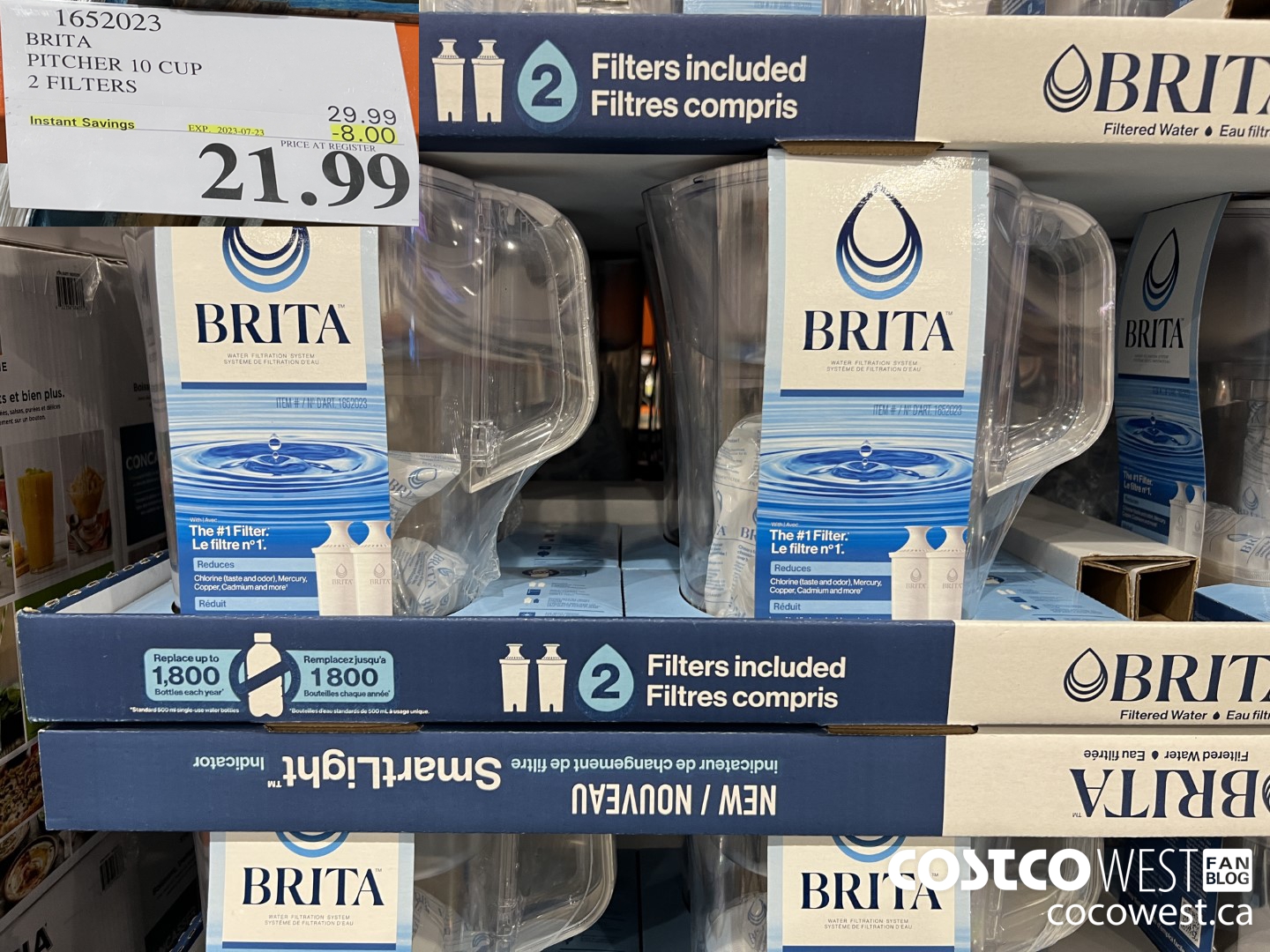 1652023 BRITA PITCHER 10 CUP 2 FILTERS ($8.00 INSTANT SAVINGS EXPIRES ON 2023-07-23) $21.99
