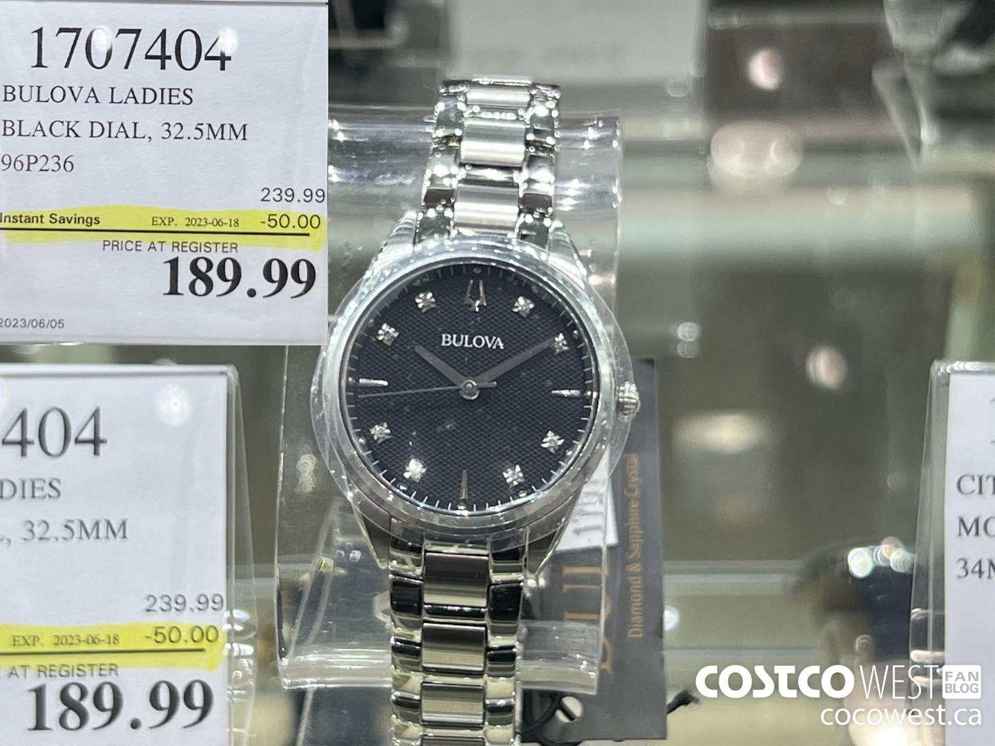 1707404 BULOVA LADIES BLACK DIAL, 32.5MM 96P236 ($50.00 INSTANT SAVINGS EXPIRES ON 2023-06-18) $189.99