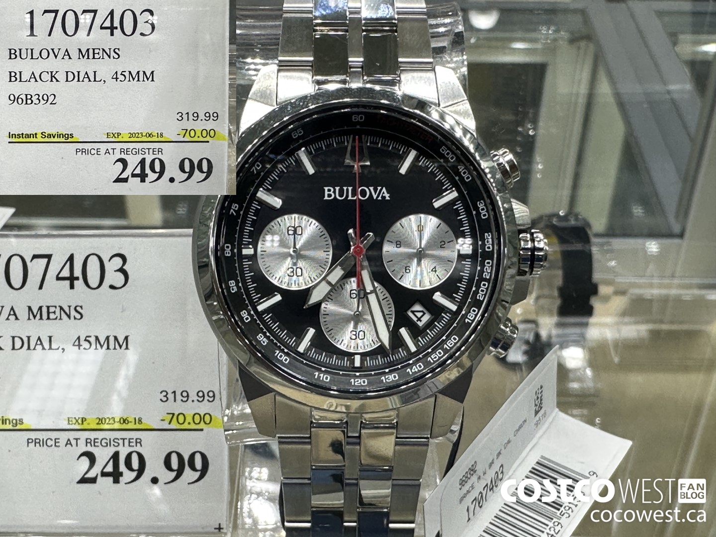 1707403 BULOVA MENS BLACK DIAL, 45MM 96B392 ($70.00 INSTANT SAVINGS EXPIRES ON 2023-06-18) $249.99