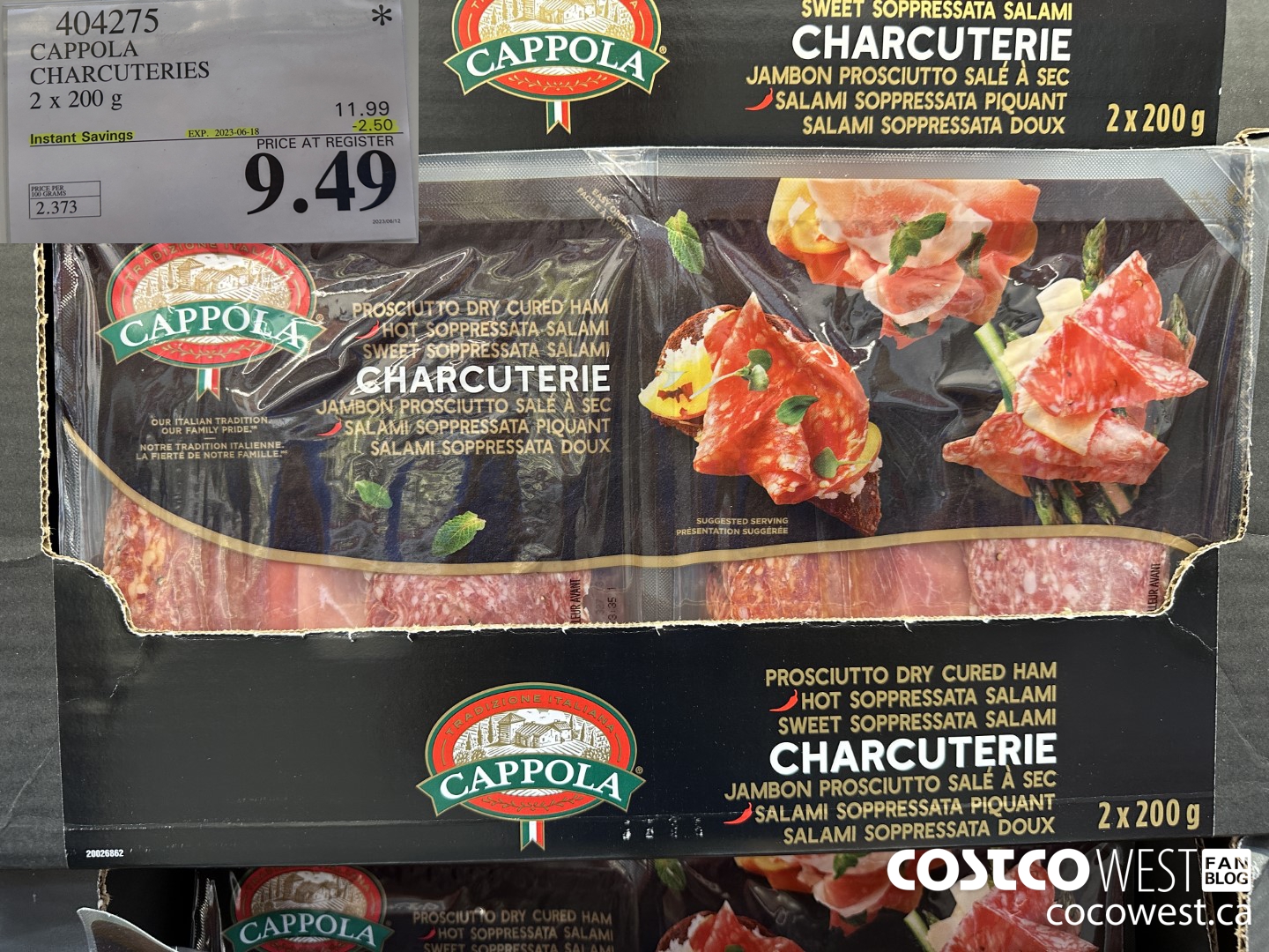 404275 CAPPOLA CHARCUTERIES 2 x 200 g ($2.50 INSTANT SAVINGS EXPIRES ON 2023-06-18) $9.49
