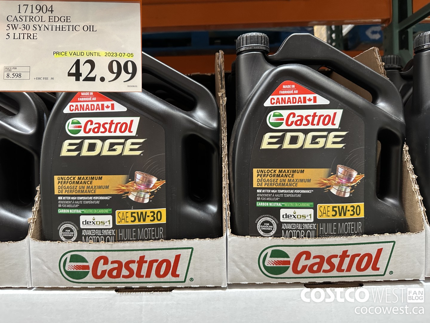 171904 CASTROL EDGE 5W30 SYNTHETIC OIL 5 LITRE (EXPIRES ON 2023-07-05) $42.99