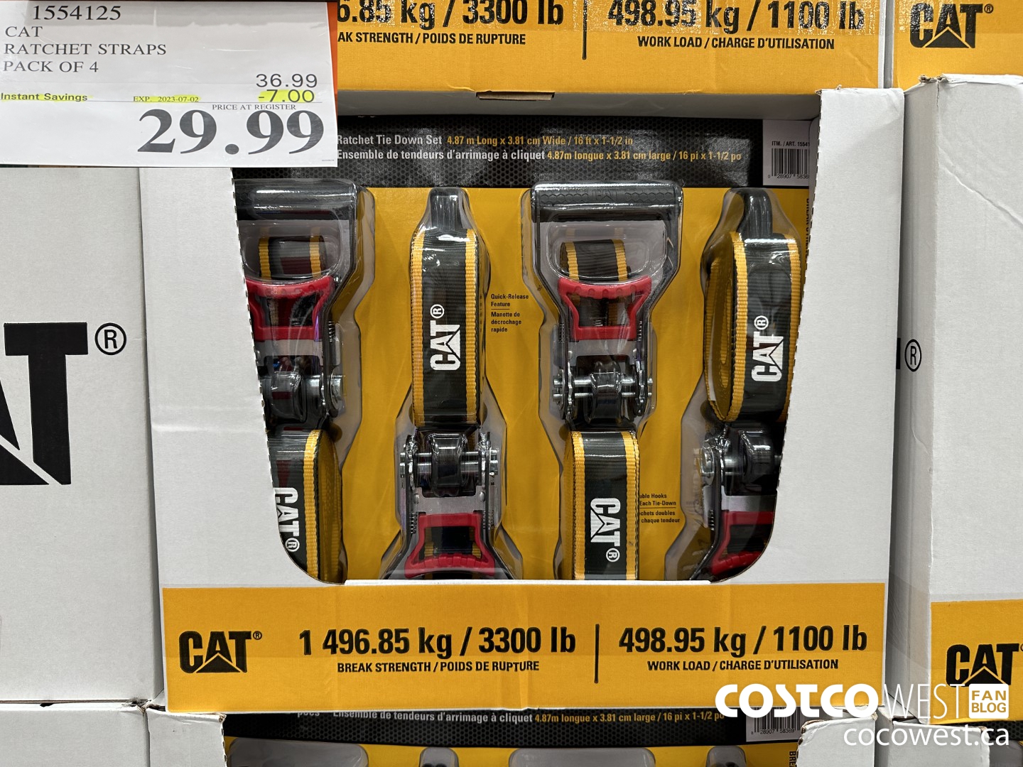 1554125 CAT RATCHET STRAPS 4 PACK 3.81 CM X 4.87 M ($7.00 INSTANT SAVINGS EXPIRES ON 2023-07-02) $29.99