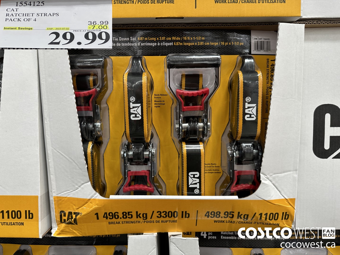 1554125 CAT RATCHET STRAPS 4 PACK 3.81 CM X 4.87 M ($7.00 INSTANT SAVINGS EXPIRES ON 2023-07-02) $29.99