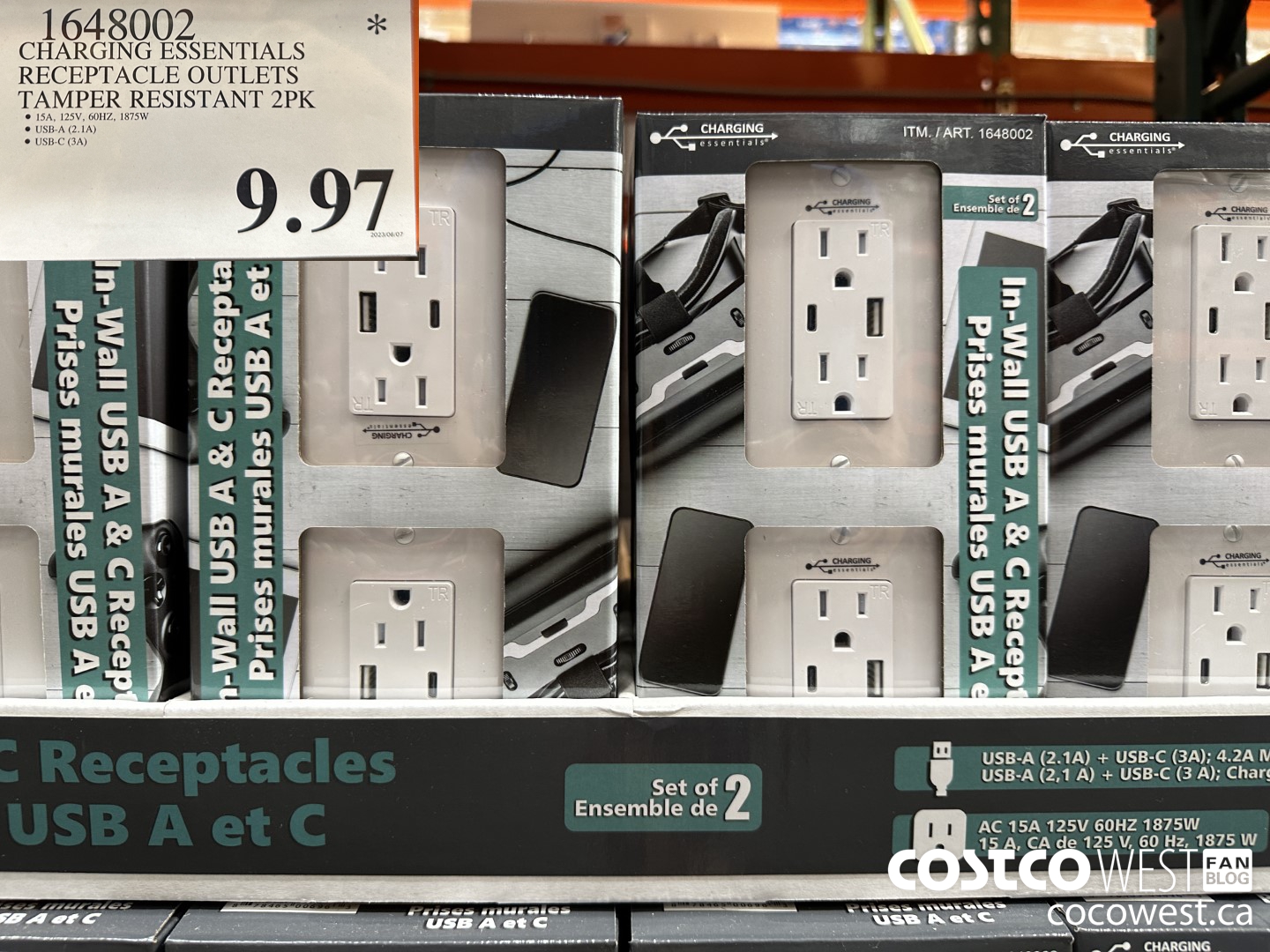 1648002 CHARGING ESSENTIALS RECEPTACLE OUTLETS TAMPER RESISTANT 2PK $9.97