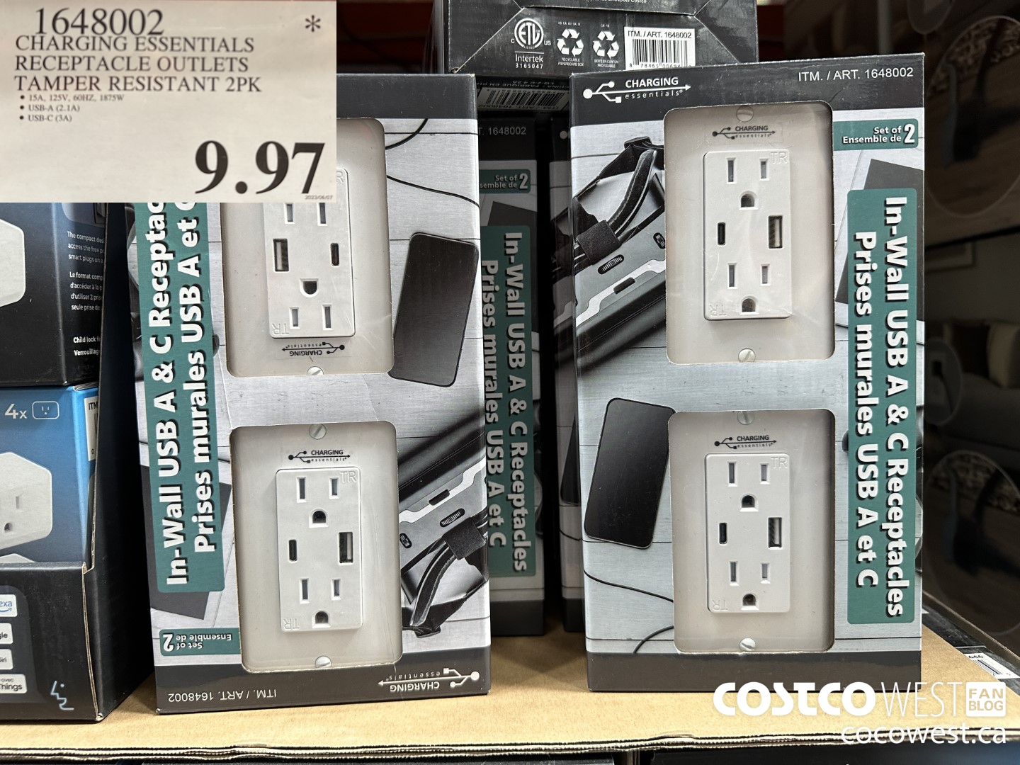 1648002 CHARGING ESSENTIALS RECEPTACLE OUTLETS TAMPER RESISTANT 2PK $9.97