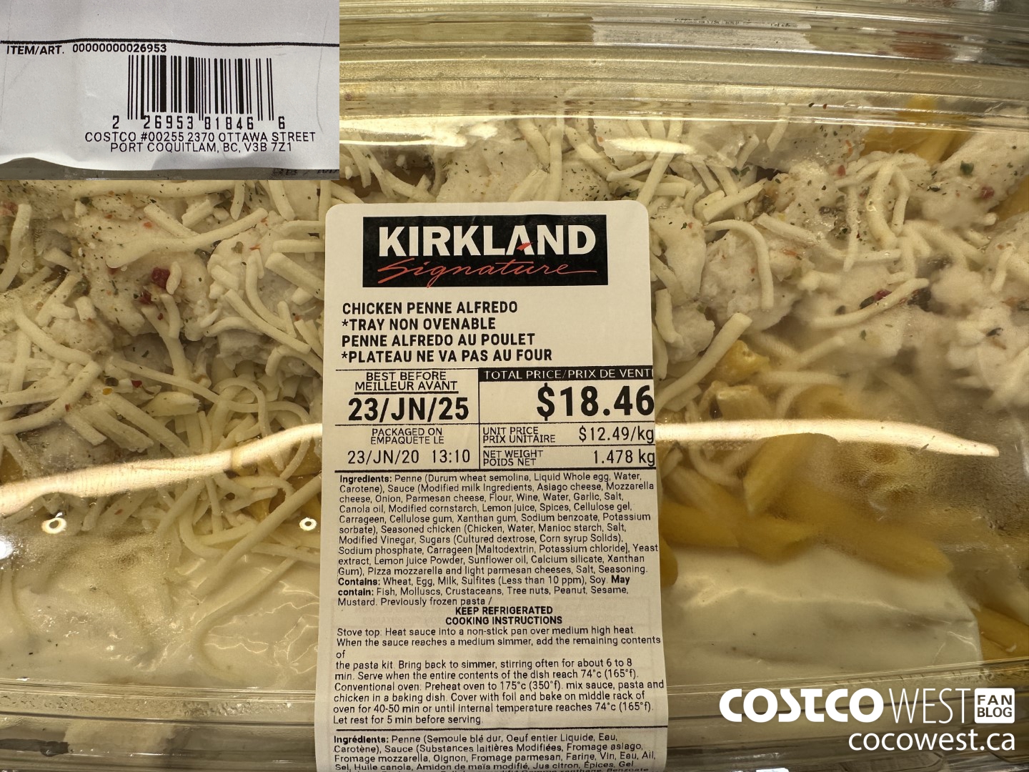 26953 CHICKEN PENNE ALFREDO  $12.49