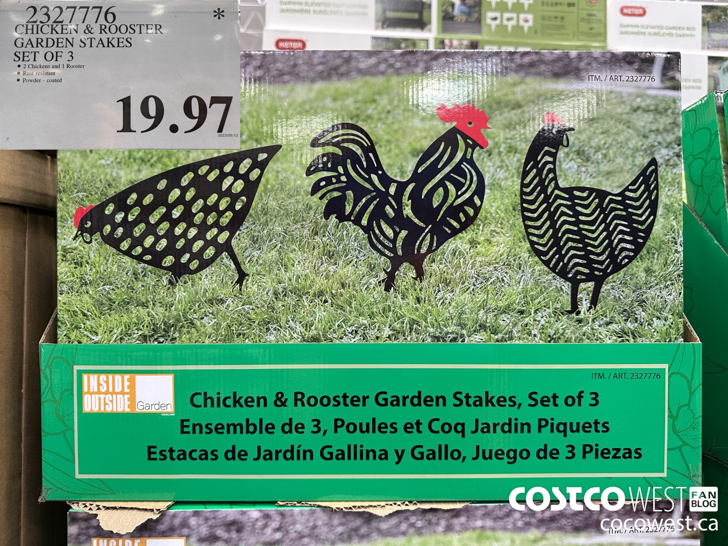 2327776 CHICKEN & ROOSTER GARDEN STAKES SET OF 3 $19.97