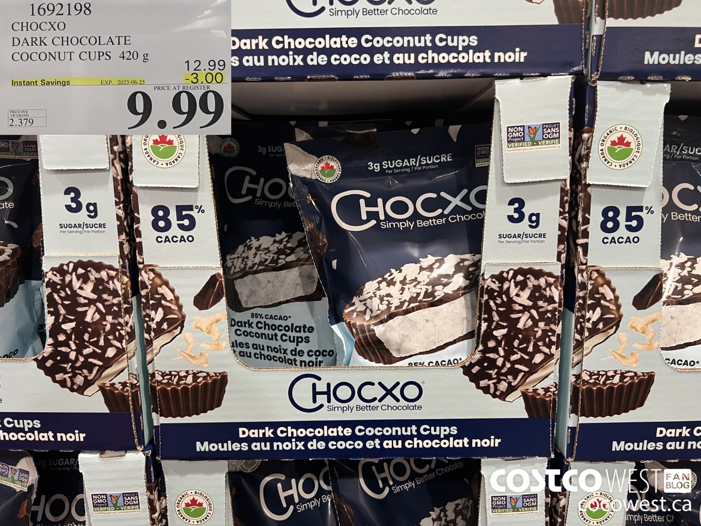 1692198 CHOCXO DARK CHOCOLATE COCONUT CUPS 420 g ($3.00 INSTANT SAVINGS EXPIRES ON 2023-06-25) $9.99