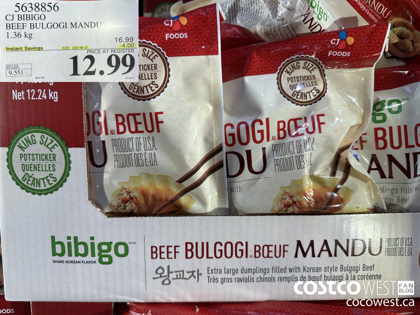 5638856 CJ BIBIGO BEEF BULGOGI MANDU 1.36 kg ($4.00 INSTANT SAVINGS EXPIRES ON 2023-06-25) $12.99