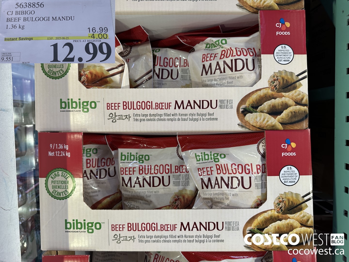 5638856 CJ BIBIGO BEEF BULGOGI MANDU 1.36 kg ($4.00 INSTANT SAVINGS EXPIRES ON 2023-06-25) $12.99