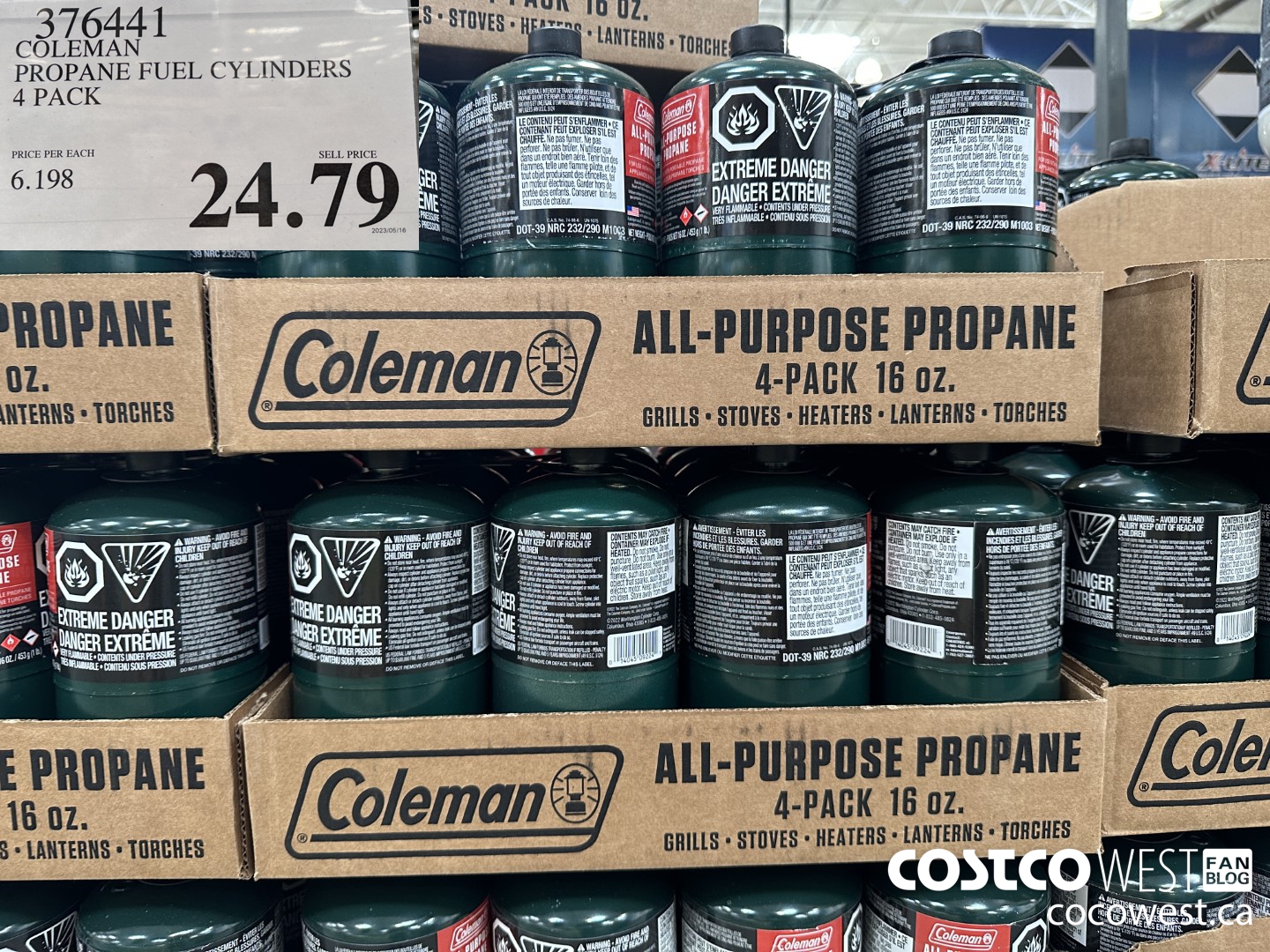 376441 COLEMAN PROPANE FUEL CYLINDERS 4 PACK $24.79