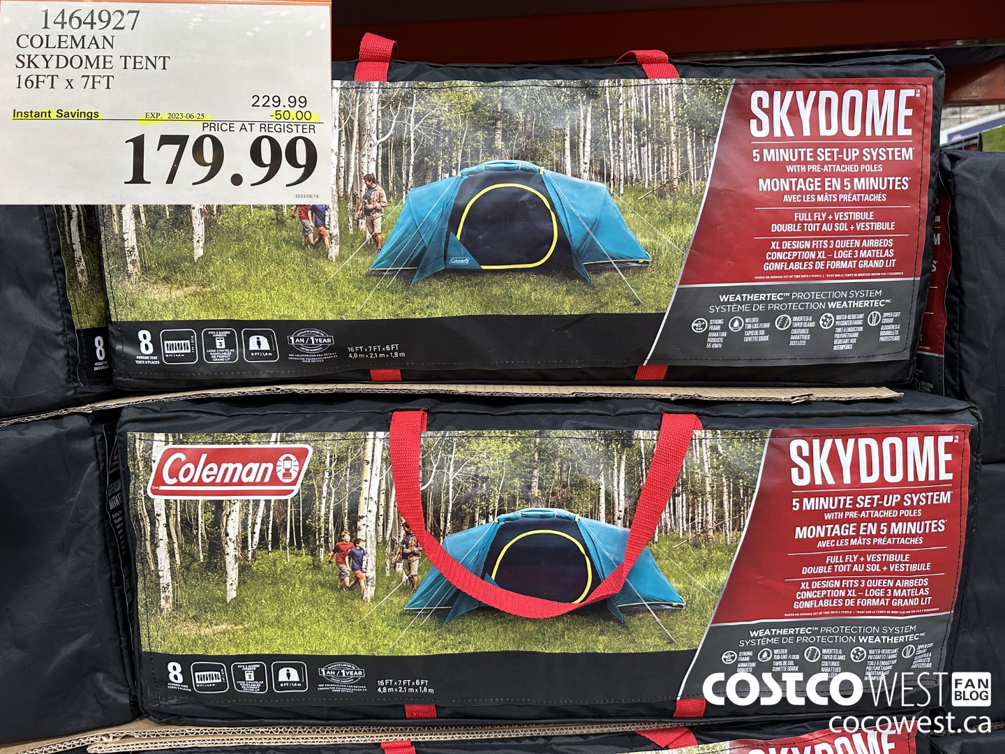 1464927 COLEMAN SKYDOME TENT 16 FT x 7 FT ($50.00 INSTANT SAVINGS EXPIRES ON 2023-06-25) $179.99