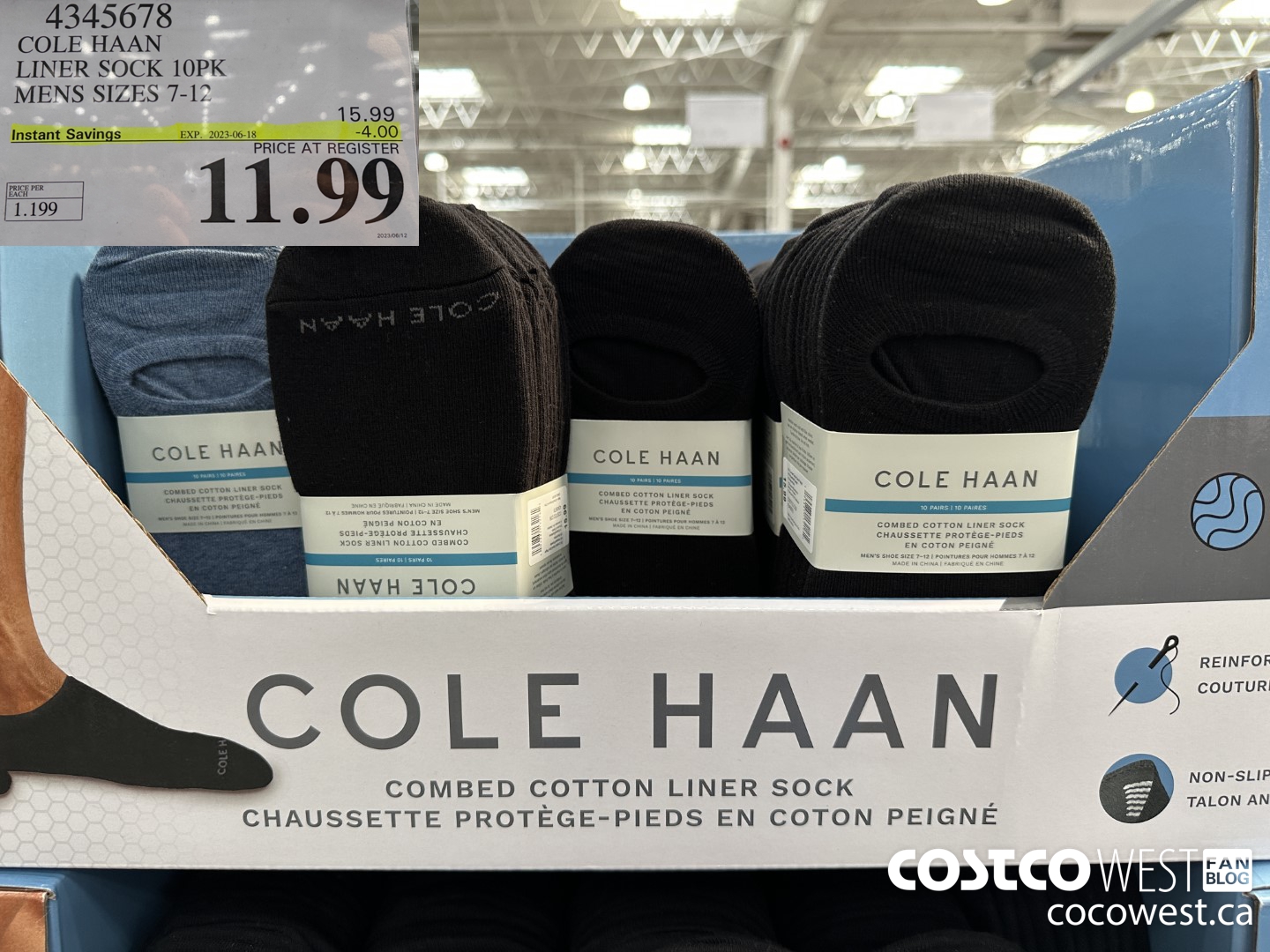 4345678 COLE HAAN LINER SOCK 10PK MENS SIZES 7-12 ($4.00 INSTANT SAVINGS EXPIRES ON 2023-06-18) $11.99