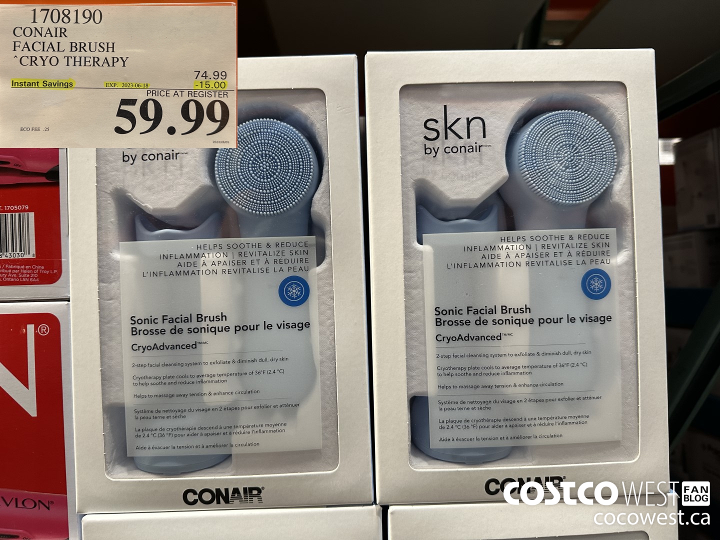 1708190 CONAIR FACIAL BRUSH CRYO THERAPY ($15.00 INSTANT SAVINGS EXPIRES ON 2023-06-18) $59.99
