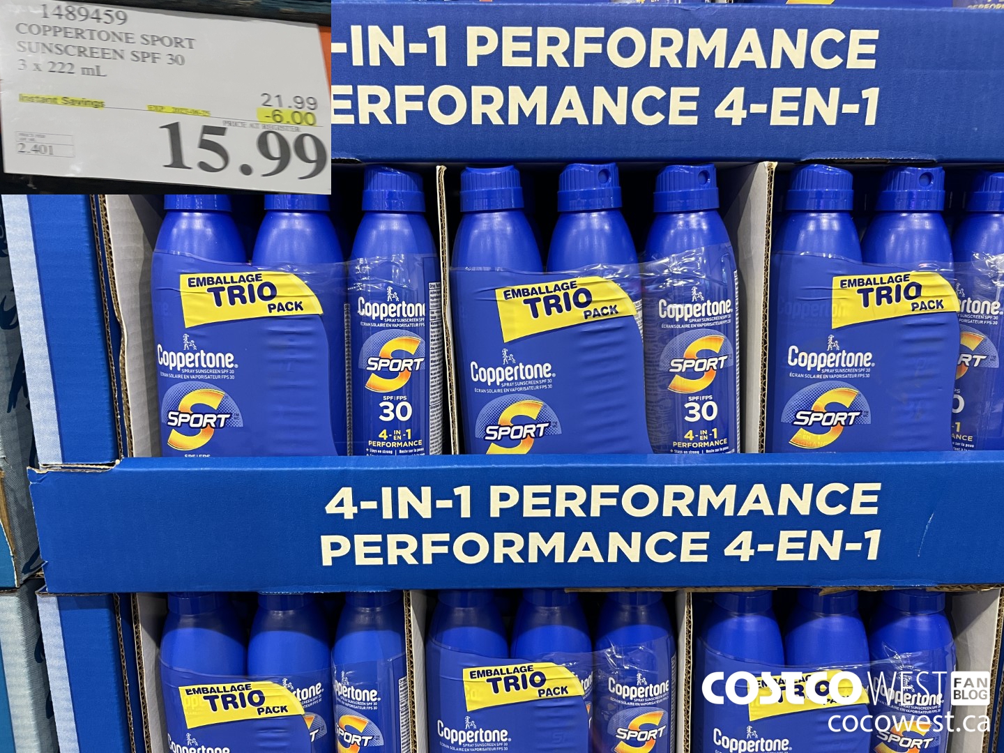 1489459 COPPERTONE SPORT SUNSCREEN SPF 30 3 x 222 mL ($6.00 INSTANT SAVINGS EXPIRES ON 2023-06-25) $15.99