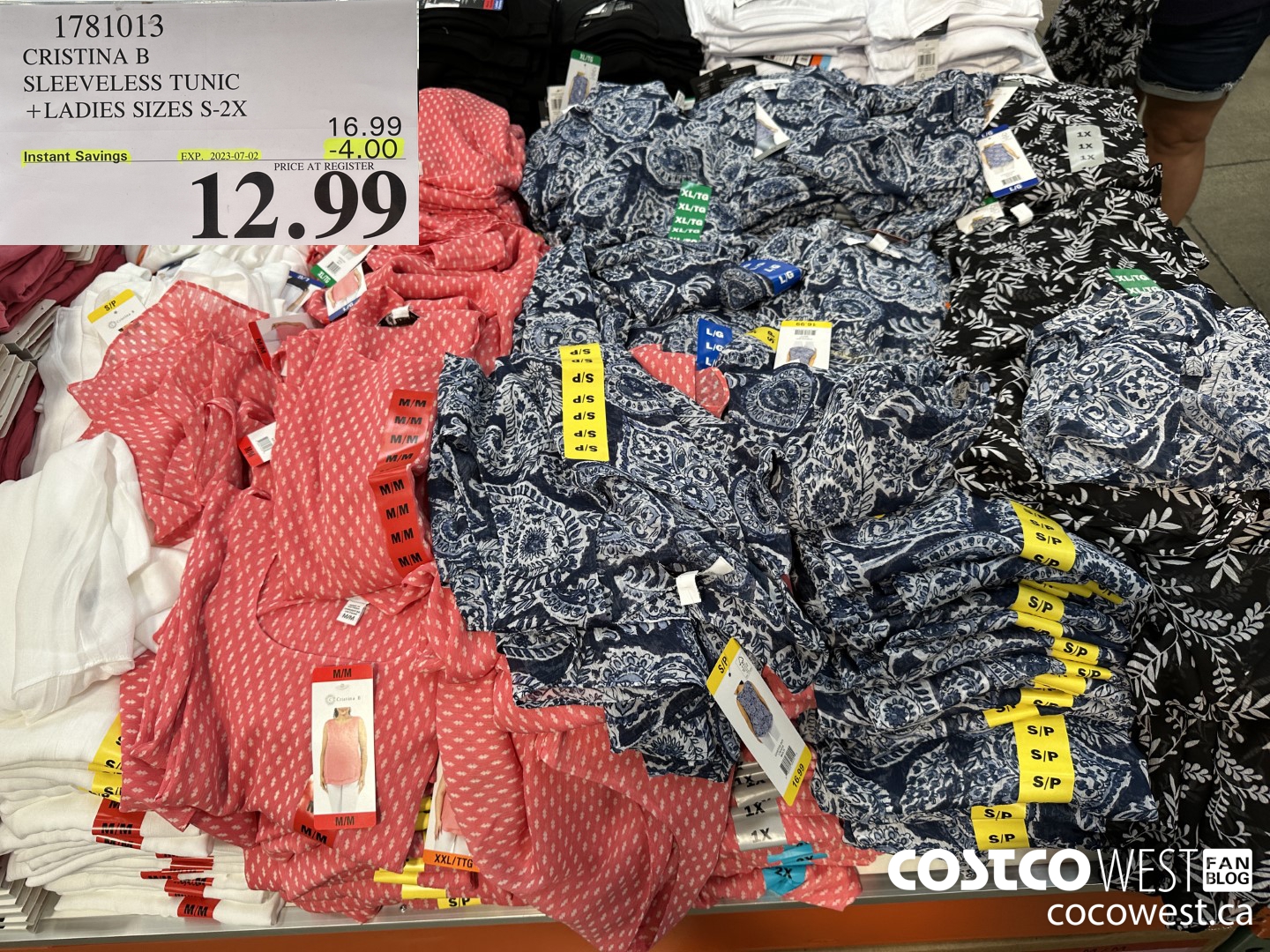 1781013 CRISTINA BA SLEEVELESS TUNIC LADIES SIZES S-2X ($4.00 INSTANT SAVINGS EXPIRES ON 2023-07-02) $12.99